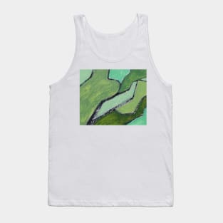 Abstract Oil Painting 2c8 Fern Olive Seafoam Green Tank Top